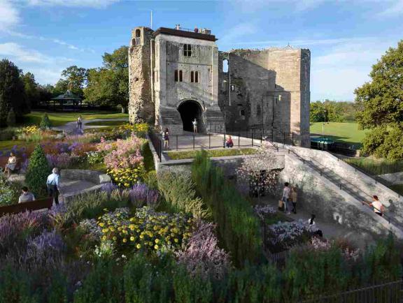 CGI image of the front of the Newark Gatehouse after restoration
