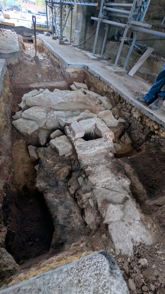 A closer up of the culvert which likely fed the well, discovered inside of the Newark Castle Gatehouse