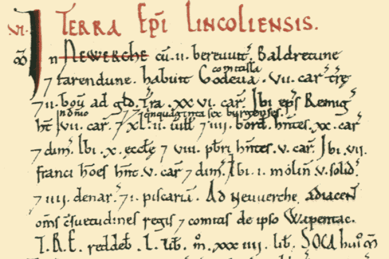 A snapshot of the entry of the Doomsday Book for Newark