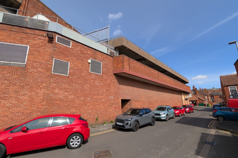 Newark's 'second castle' - an image of a multi-storey car park that mirrors Newark Castle's build