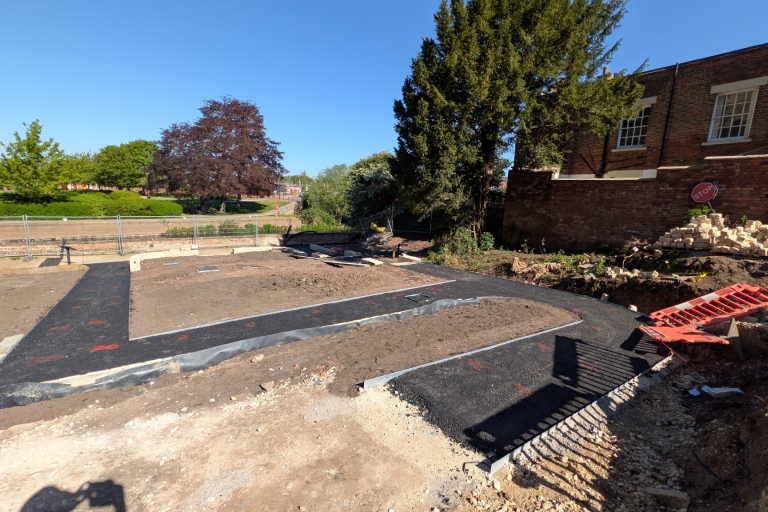 The new garden paths for Newark Castle and Gardens