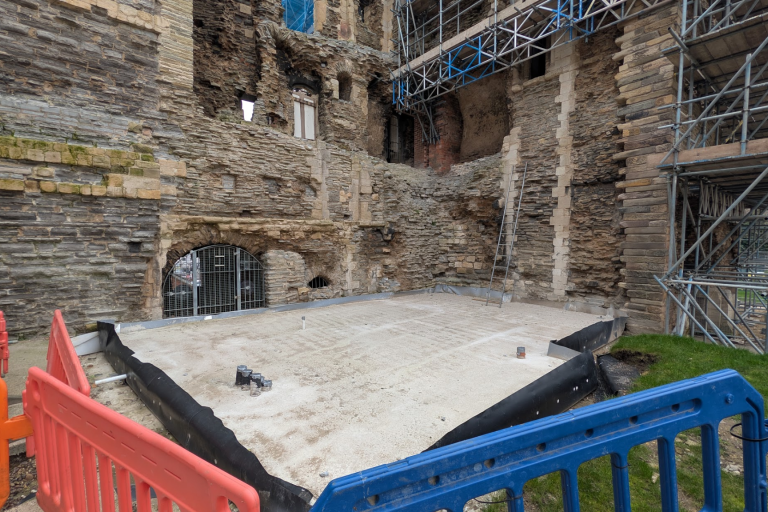 Back of the Newark Castle Gatehouse prior to the steels insertion