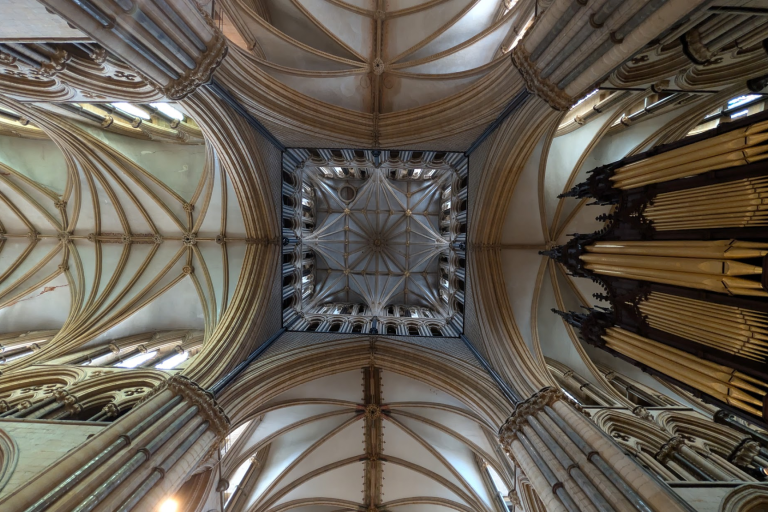 Intricate pattern of lincoln cathedral ceiling