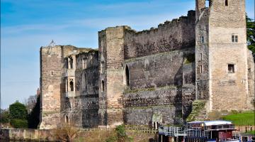 View of Newark Castle's curtain wall from the south side, across the river Trent