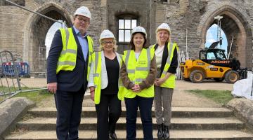 Cllr Paul Peacock, Cllr Rowan Cozens, Mayor Claire Ward and Cllr Claire Penny at Newark Castle