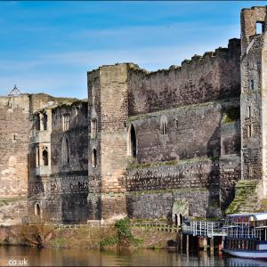 View of Newark Castle's curtain wall from the south side, across the river Trent